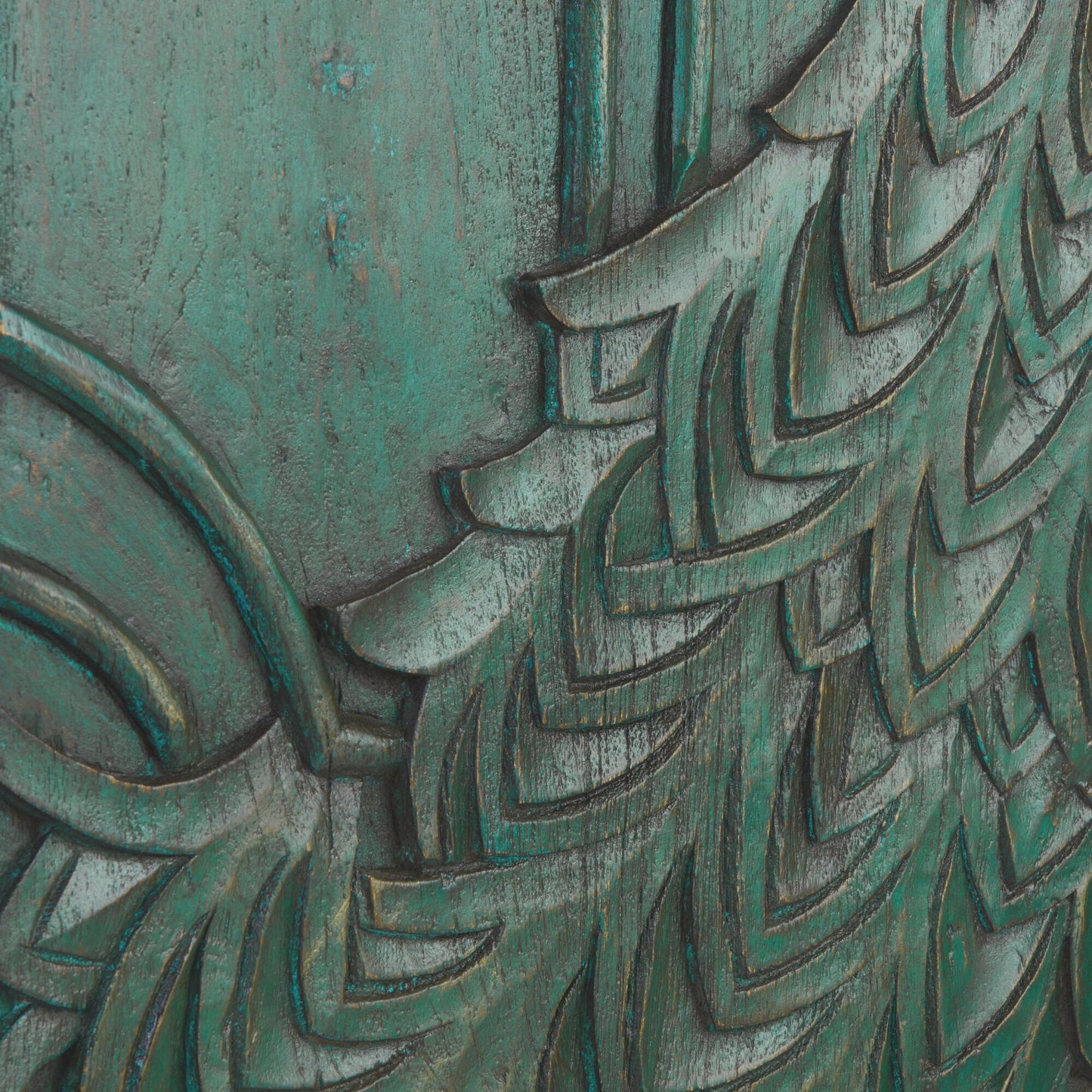 Peacock Carved Teal Cabinet